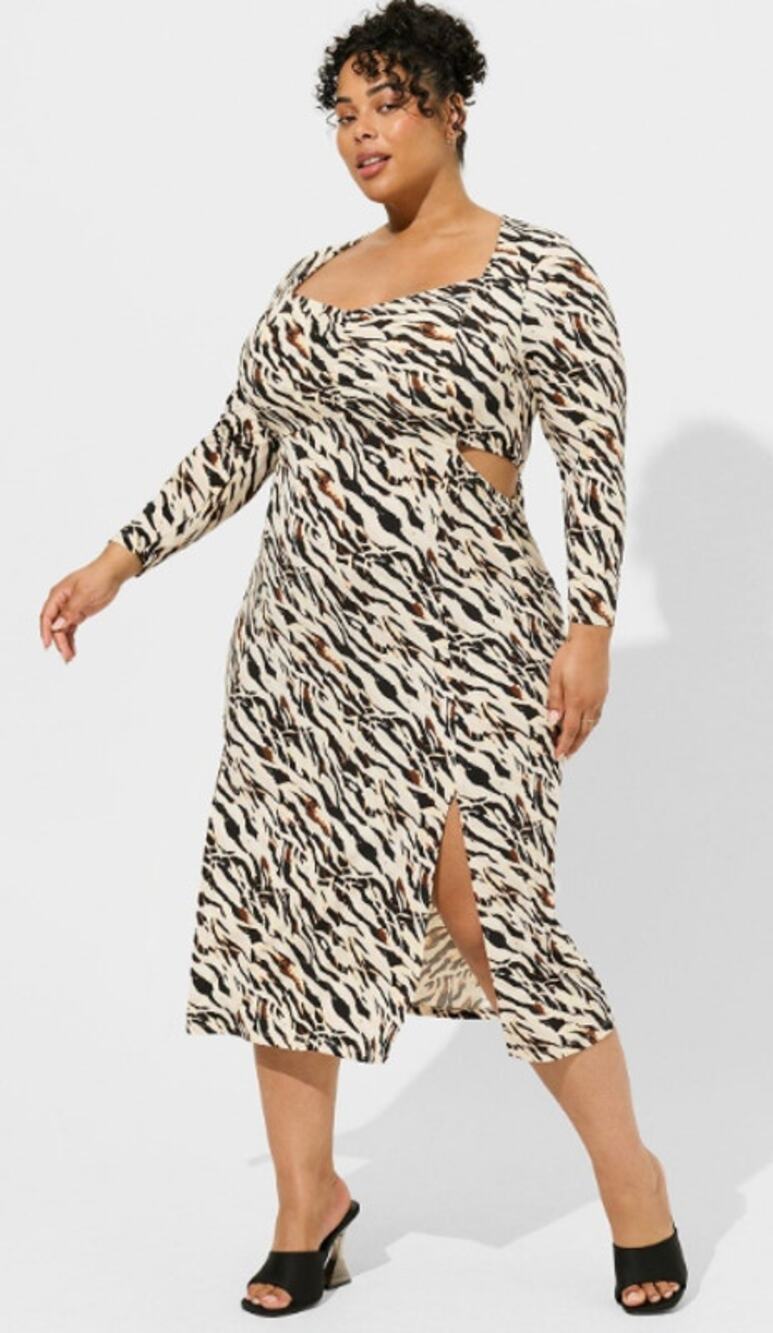 Torrid Watercolor Zebra Maxi Dress with side Cutouts, 2X, NWT